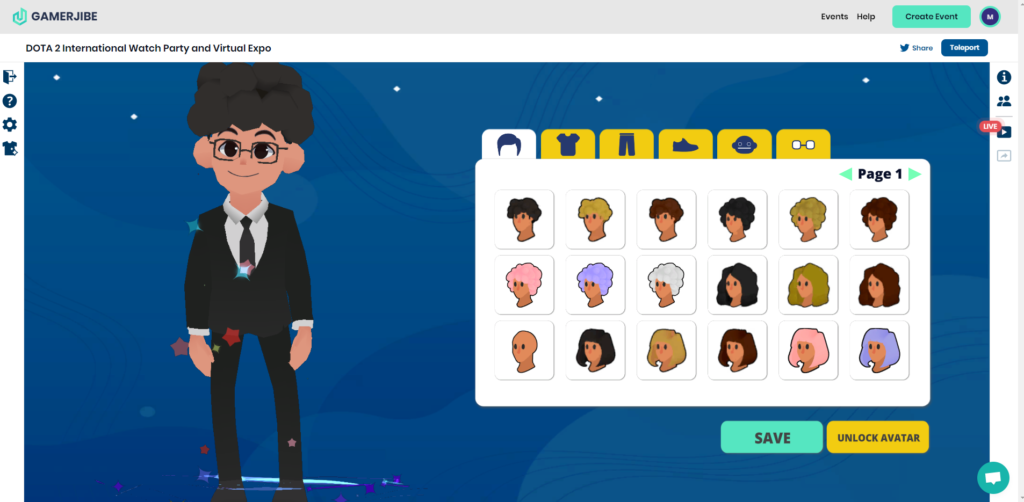 Gamerjibe Avatar Customisation Options