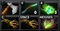 Phantom Assassin's Starting Items: Quelling Blade, Magic Stick, 1 Set of Tangos, 2 Branches and a Faerie Fire.