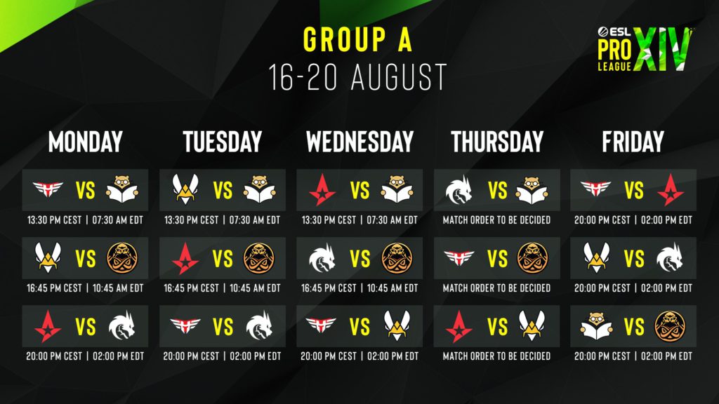 EPL Season 14 Group A Schedule
