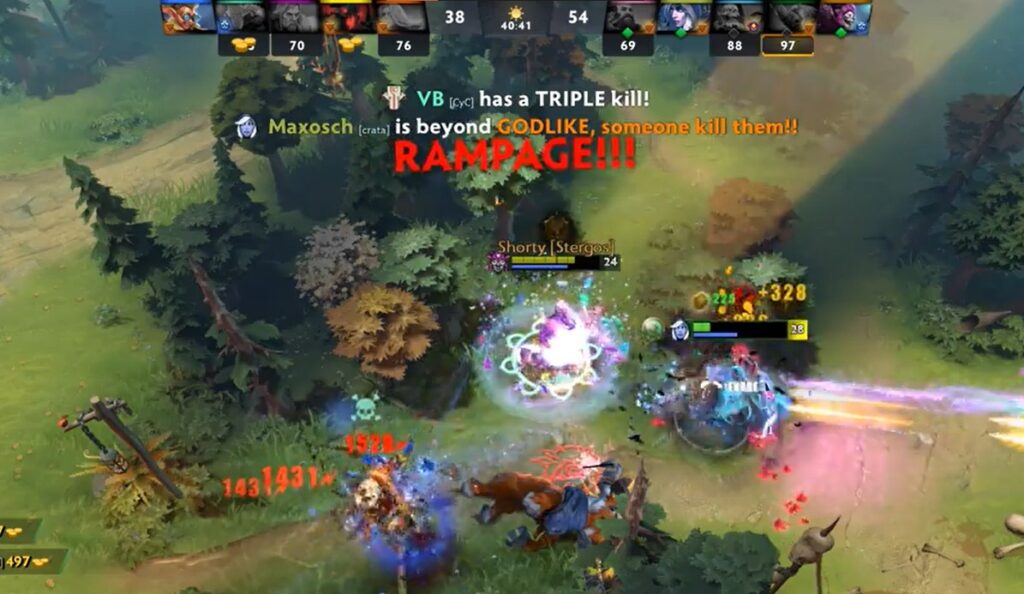 Triple Rampage in Dota 2; but the real MVP got 0 kills