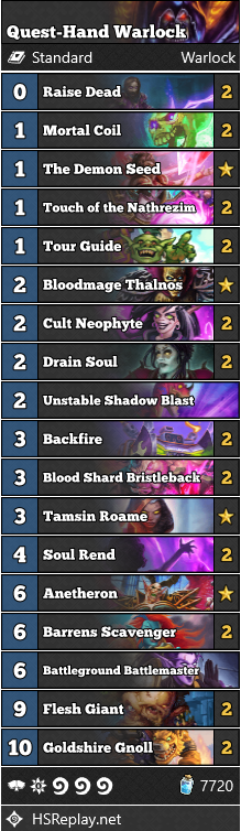 Quest-Hand Warlock Hearhstone Deck
