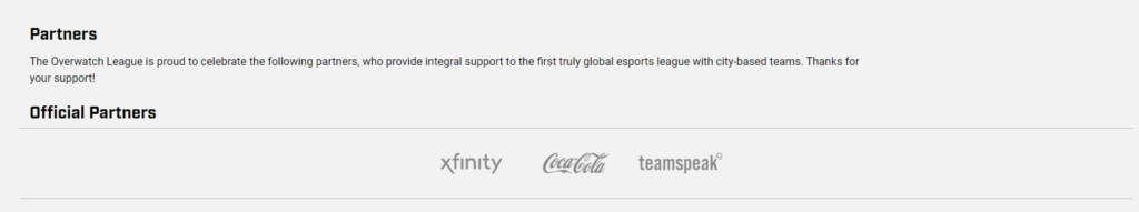 The Overwatch League sponsors list is down to just Xfinity, Coca-Cola and Teamspeak.