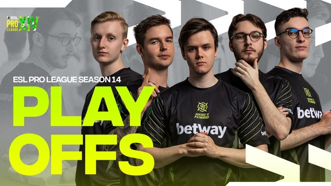 A graphic showing all five NiP players after securing their playoffs spot at the ESL Pro League Season 14.