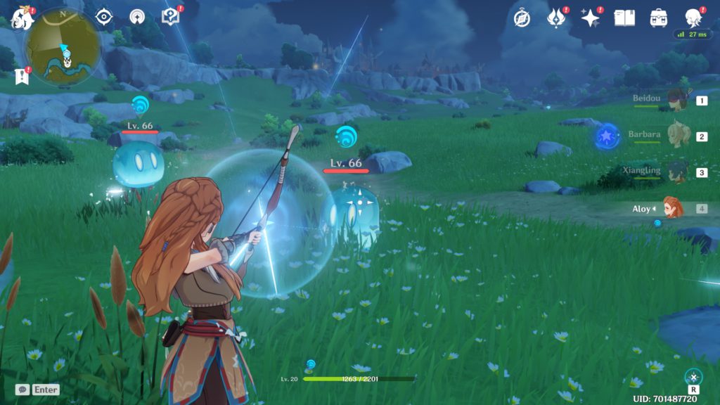 Aloy Genshin Impact - Aloy firing a cryo bow