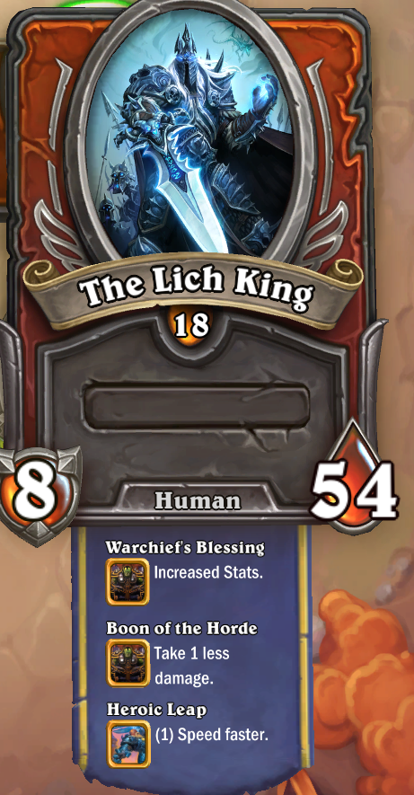 Hearhstone Mercenaries: The Lich King, a Human character in the Horde