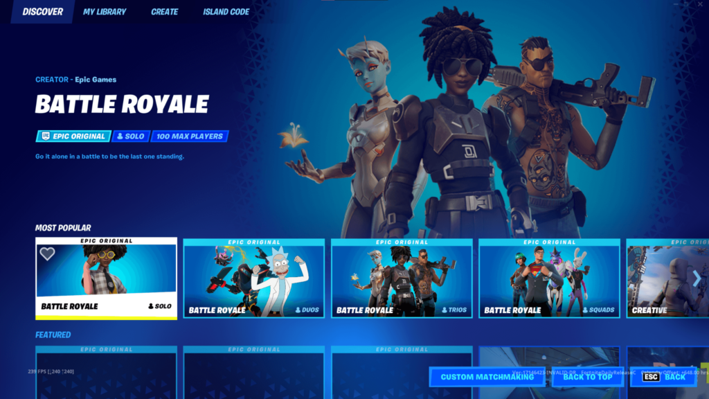 Go to the Discover tab in the Fortnite main lobby. 