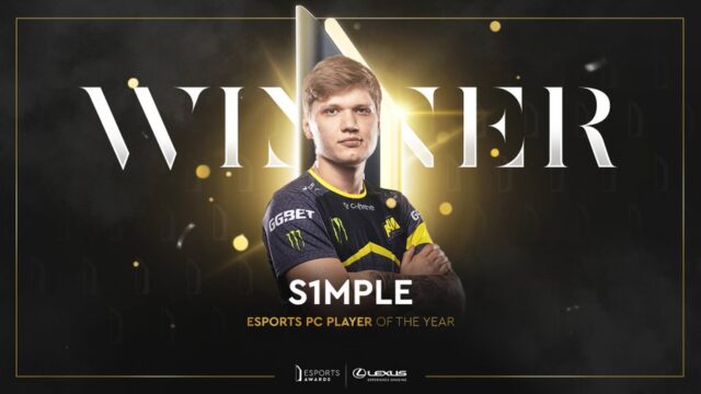 S1mple получает награду Esports Awards 2021 в номинации "Игрок года на ПК в киберспорте''