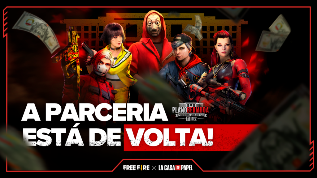 Free Fire fará mais uma parceria com La Casa de Papel