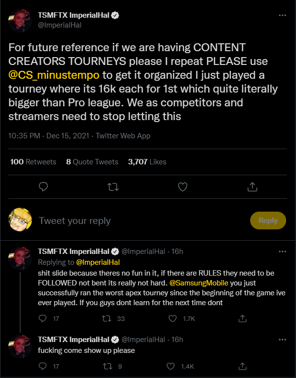 Hal blasts Samsung Apex tournament