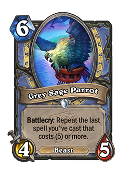 Grey Sage Parrot buffed in the Hearthstone 22.0.2 Patch