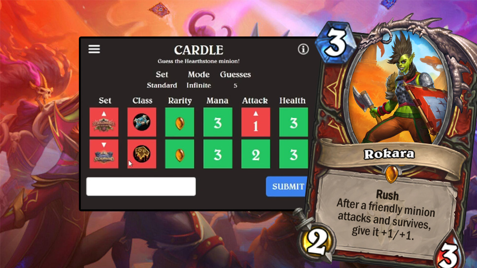 Wordle, the game that took Twitter by storm now has a Hearthstone version: Cardle!