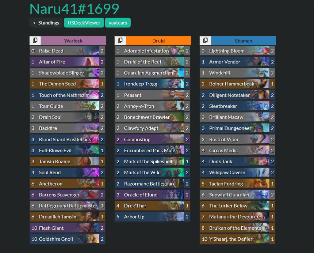 Naru winning Line-up in Hearthstone Masters Tour Qualifier #25