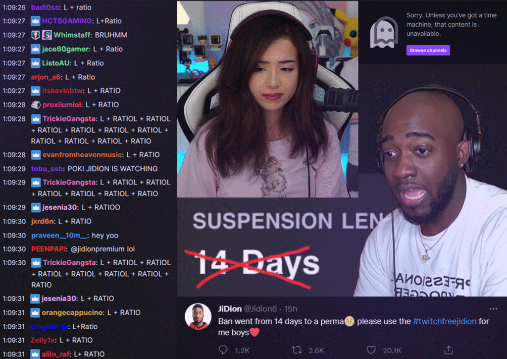 Newly partnered Twitch streamer jiDion now permanently banned after hate-raiding Pokimane