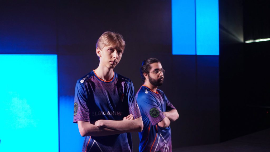 Jabbi and nibcoodoz of the Copenhagen Flames squad pose for IEM Katowice 2022 Media day.