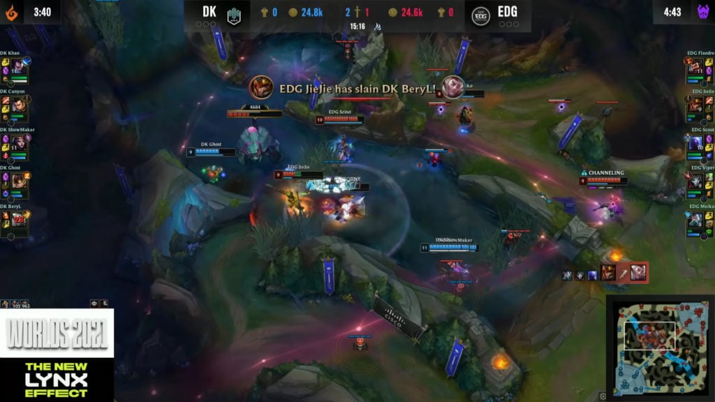 Edward Gaming VS DWG KIA, in World Championship finals. League of Legends has been one of the top ten games streamed on Twitch.