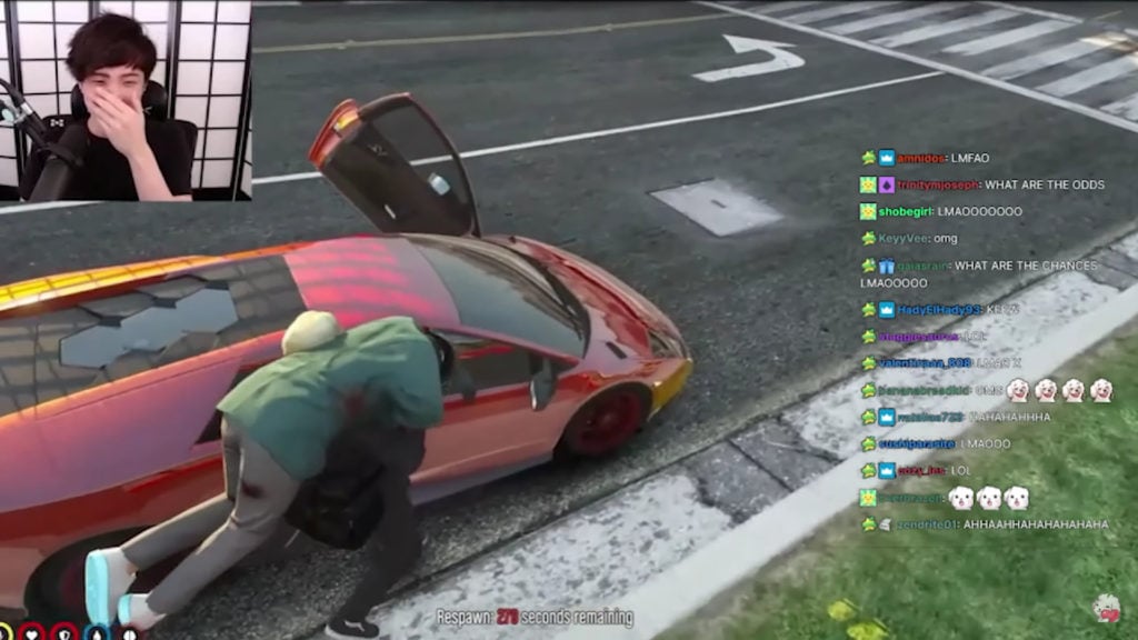 Sykkuno and xQc running into each other in the NoPixel server. Top Ten Games streamed on Twitch