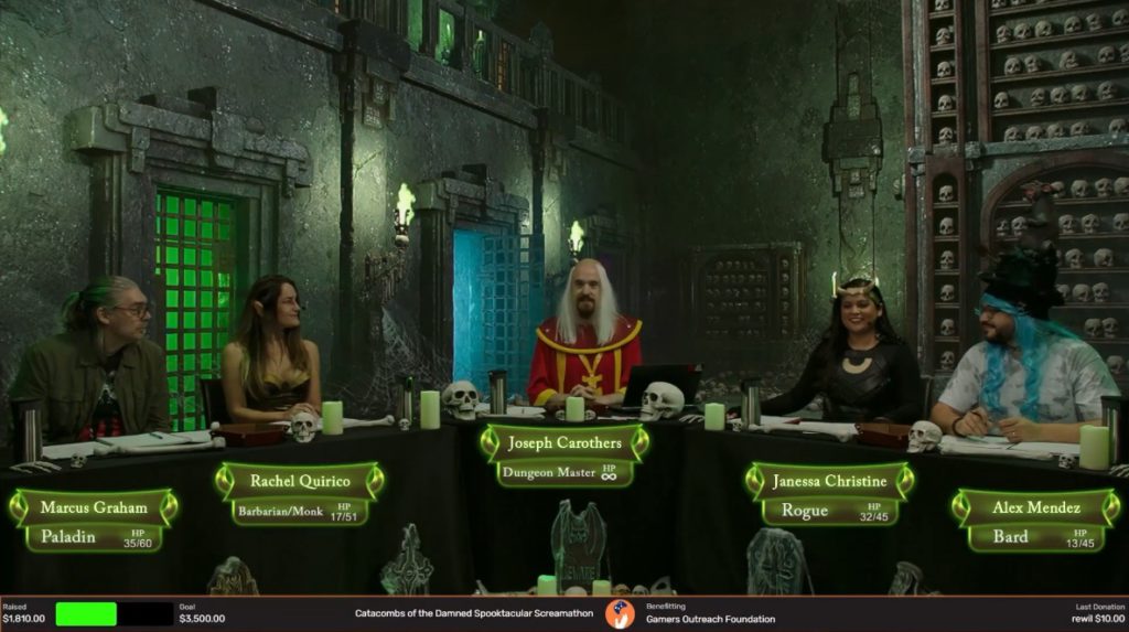 Do Not Peek's Beware of the Catacombs of the Damned RPG stream for Gamers Outreach