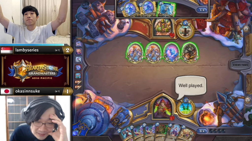 Lambyseries versus okasinnsuke in Hearthstone Grandmasters
