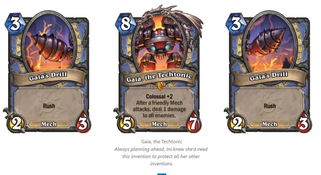 Gaia the Techtonic Mage's new Colossal Legendary in Voyage to the Sunken City Hearthstone Expansion 