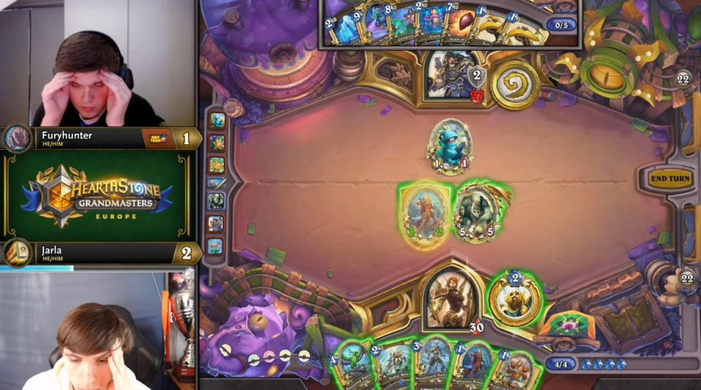 Furyhunter versus Jarla during the 2022 Hearthstone Grandmasters Playoffs