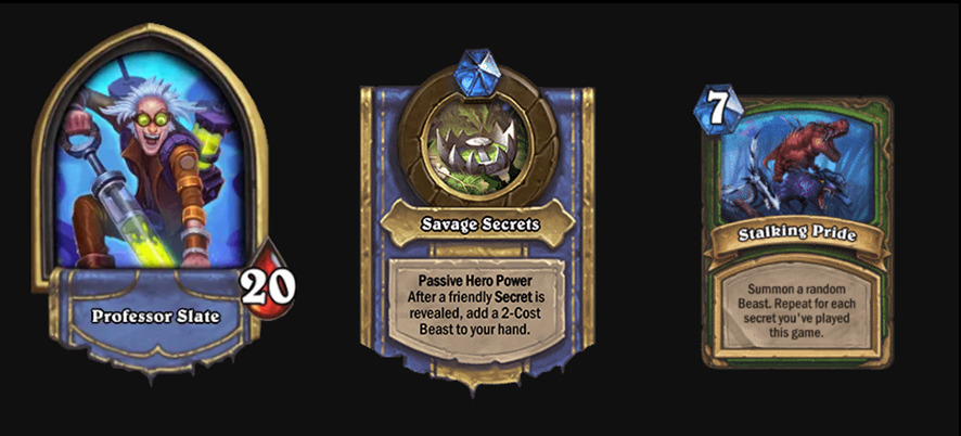 Profesor Slate Treasure and Hero Power selection