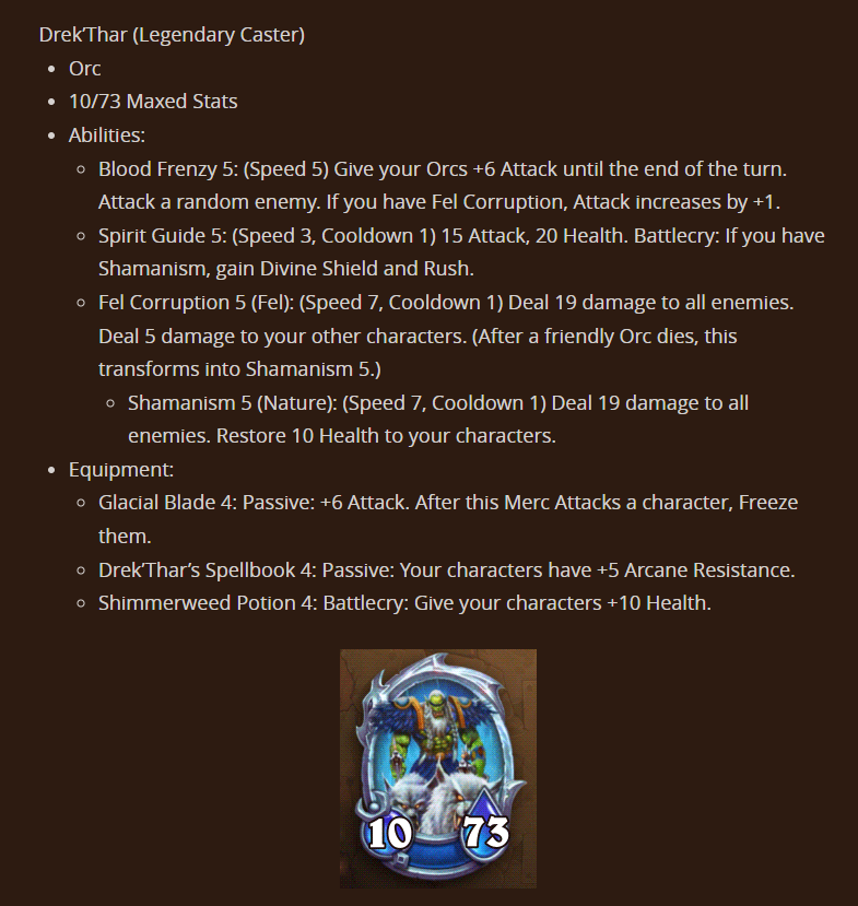 Maxed Stats, Abilities, and Equipment for Drek'Thar New Hearthstone Mercenaries