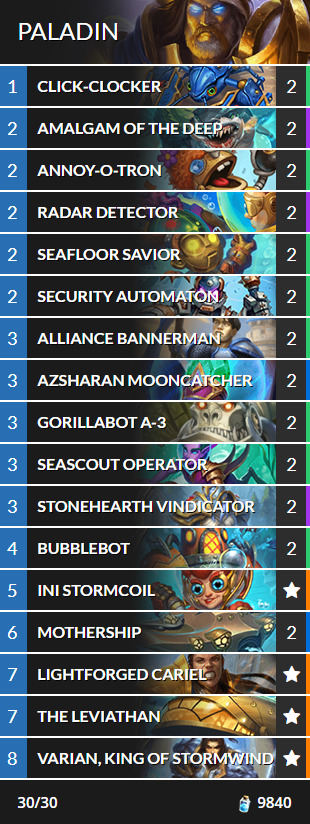Hearthstone Voyage to the Sunken City Decks Mech Paladin
