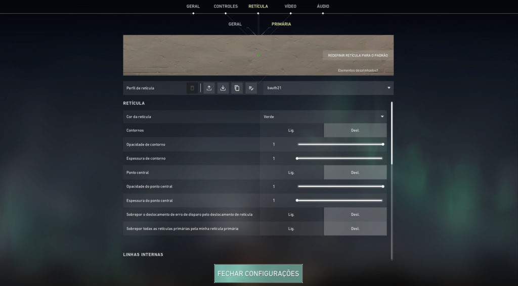 configuração valorant reticula