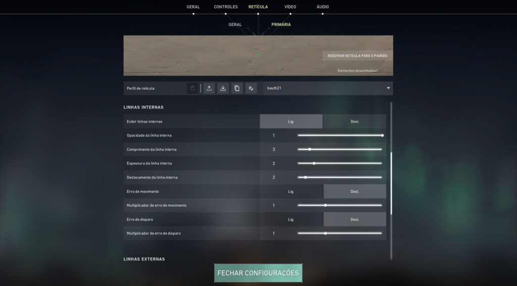 configuração reticula interna