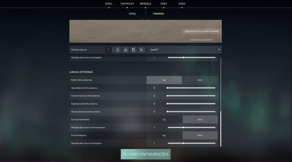configuração reticula externa