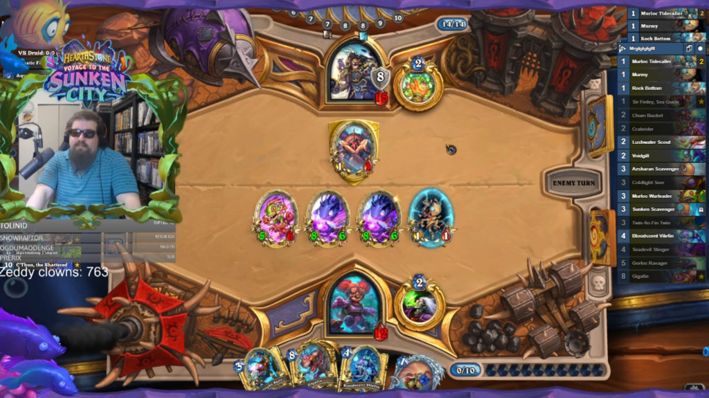 Zeddy's Twitch livestream featuring Voyage to the Sunken City cards