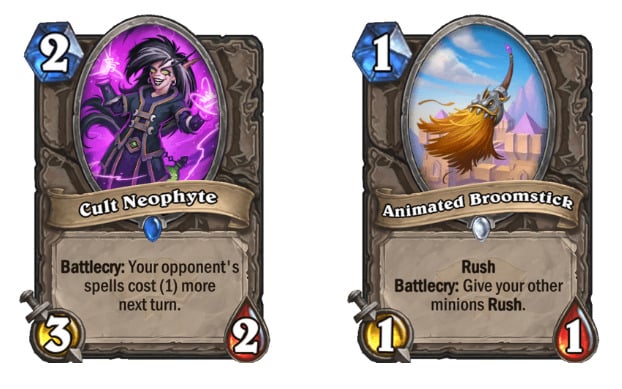 Cult Neophypte and Animated Broomstick are leaving with Hearthstone Rotation