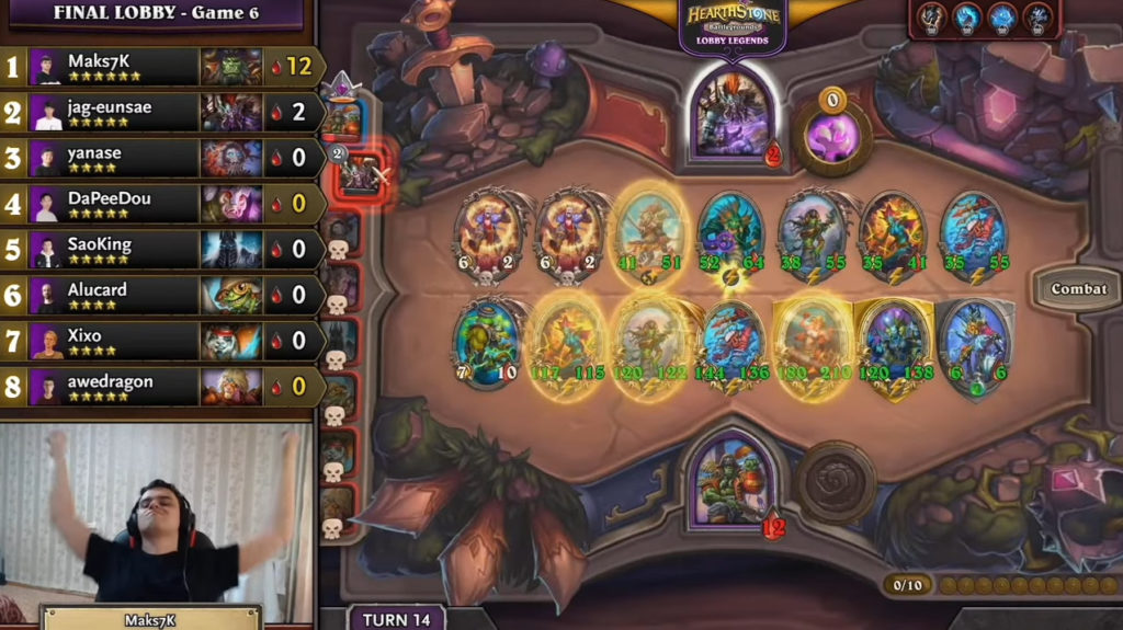 Maks7k winning Hearthstone Battlegrounds Lobby Legends: Noblegarden