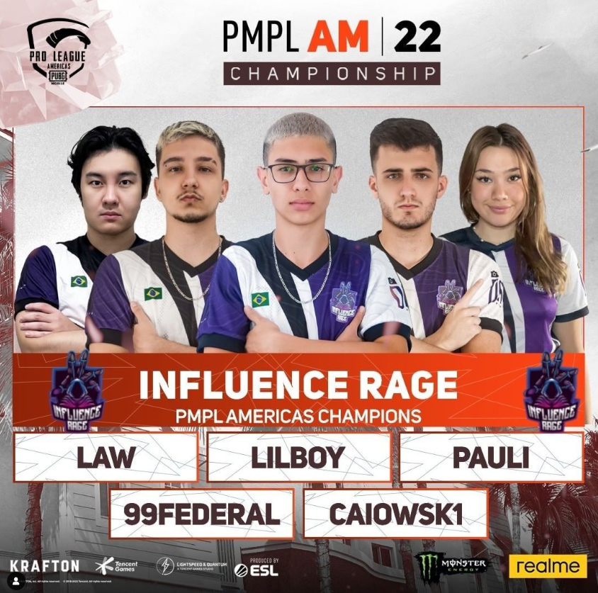 Influence Rage é a campeã da PUBG Mobile Pro League Américas Spring 2022