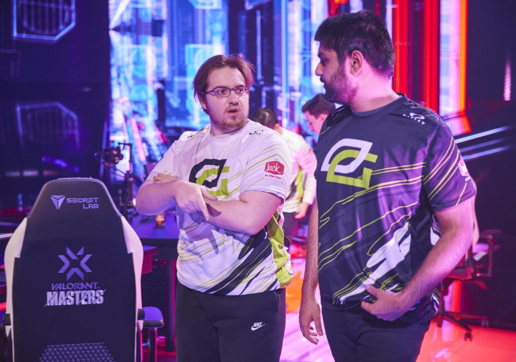 OpTiC Yay and Chet talking on stage during the VCT Masters Reykjavik tournament.