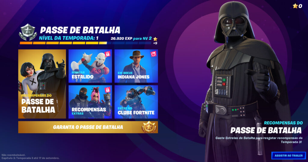 Skins do Fortnite na Temporada 3: Darth Vader é destaque