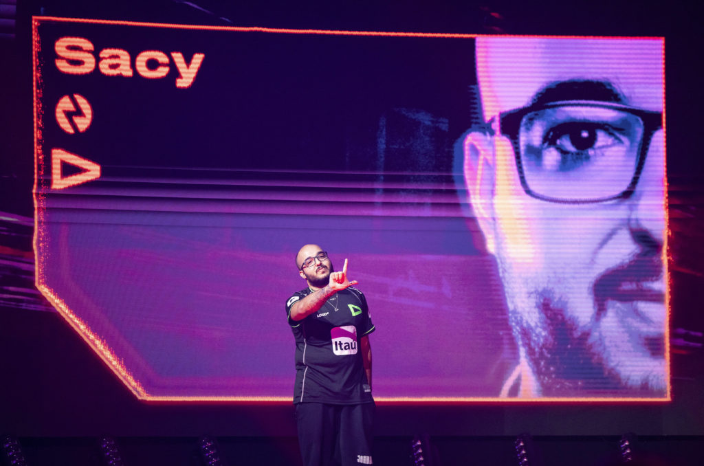 REYKJAVIK, ICELAND - APRIL 24: Gustavo "Sacy" Rossi of LOUD makes an entrance at the VALORANT Masters Finals on April 24, 2022 in Reykjavik, Iceland. (Photo by Colin Young-Wolff/Riot Games)


