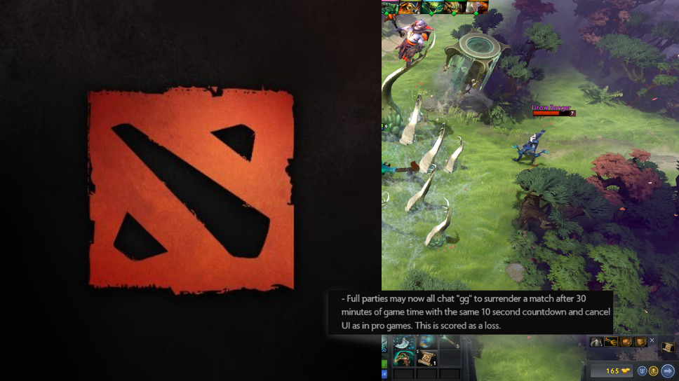 Dota gameplay update experiments with a surrender button, plus additional queue changes