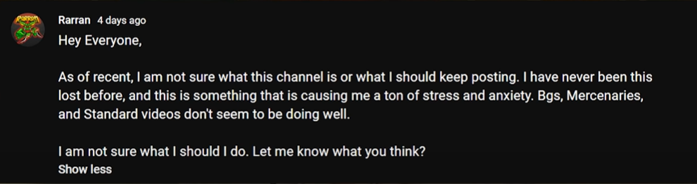 Rarran's struggle with Hearthstone content