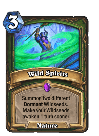 Wild Spirits card from Hearthstone's Murder at Castle Nathria expansion