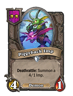 Piggyback Imp - Image via Blizzard New Battlegrounds Minion for Season 2