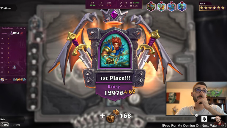 Battlegrounds Rating System RDU getting +62 points for winning a Lobby - Image via RDU