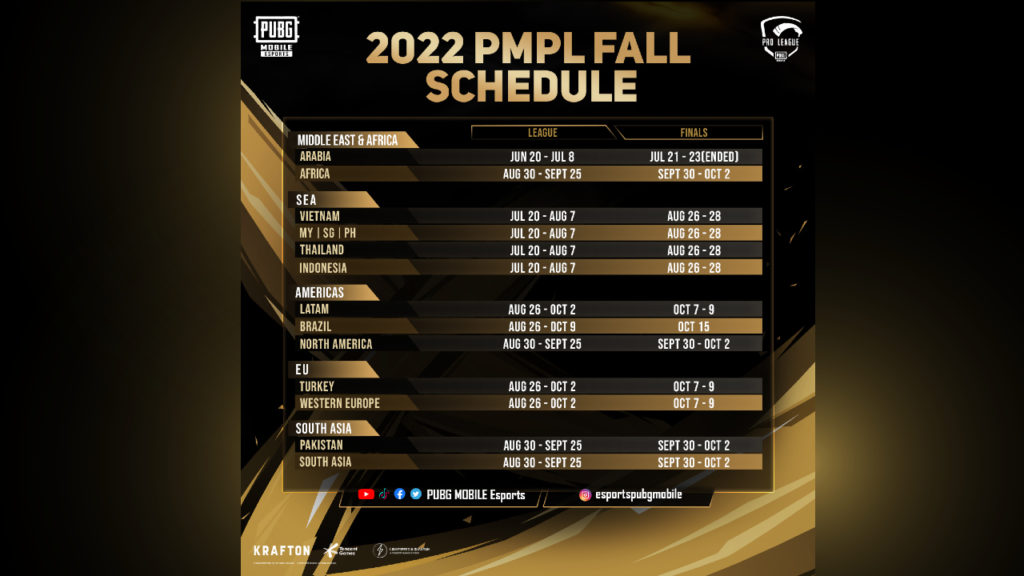 PMPL Fall Schedule