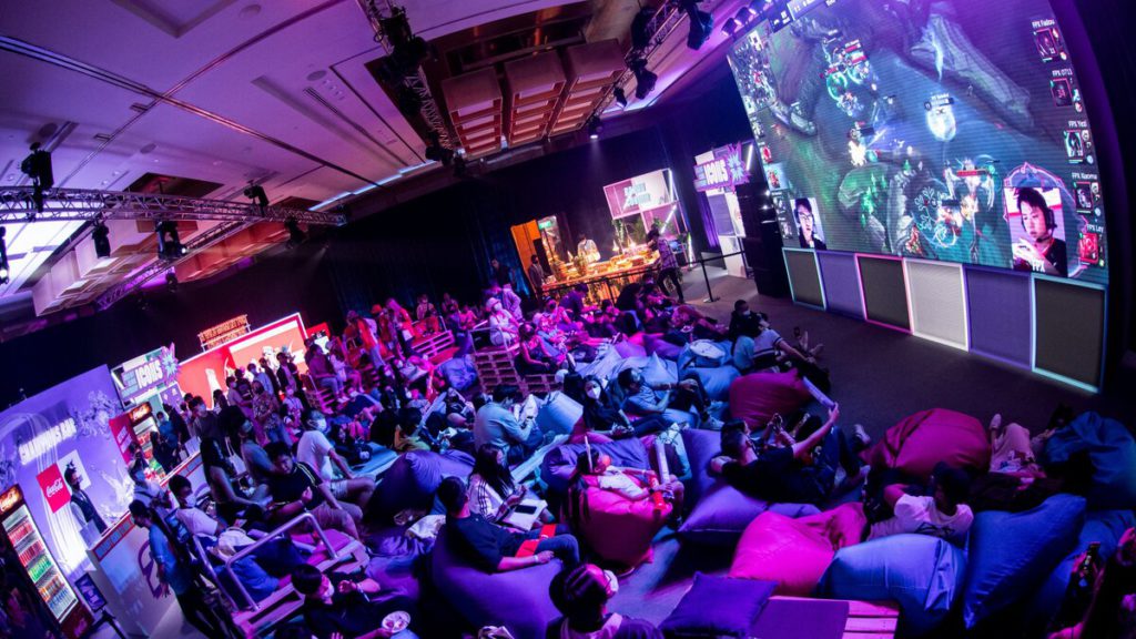 A still from a Wild Rift Icons Finals viewing party in Singapore 