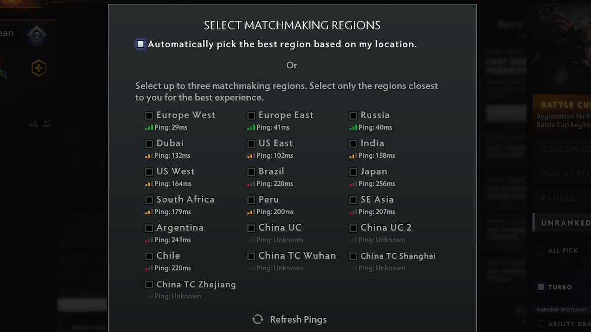 How to solve the Unable to Ping any Region error in Dota 2