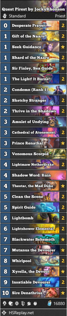 Hearthstone Tavern Brawl Quest Priest Deck by JockyRhonson