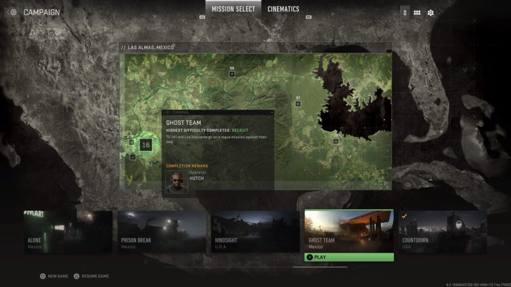 The briefing screen for Ghost Team.