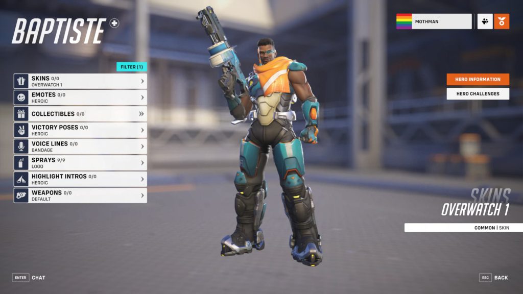 A look at the hero page for Baptiste in Overwatch 2.