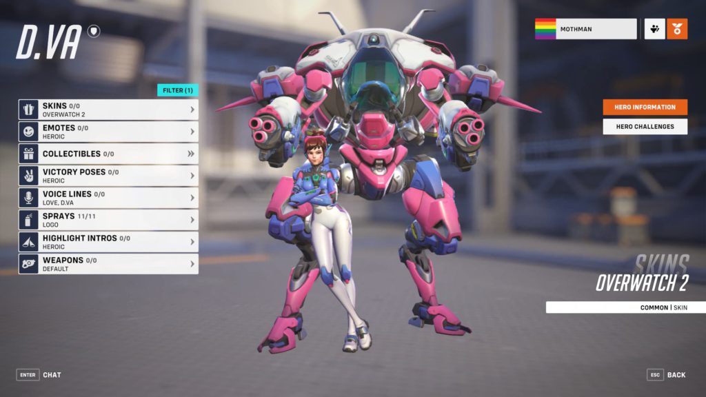 A look a D.Va's hero page as the very best of the Tank heroes in Overwatch 2.