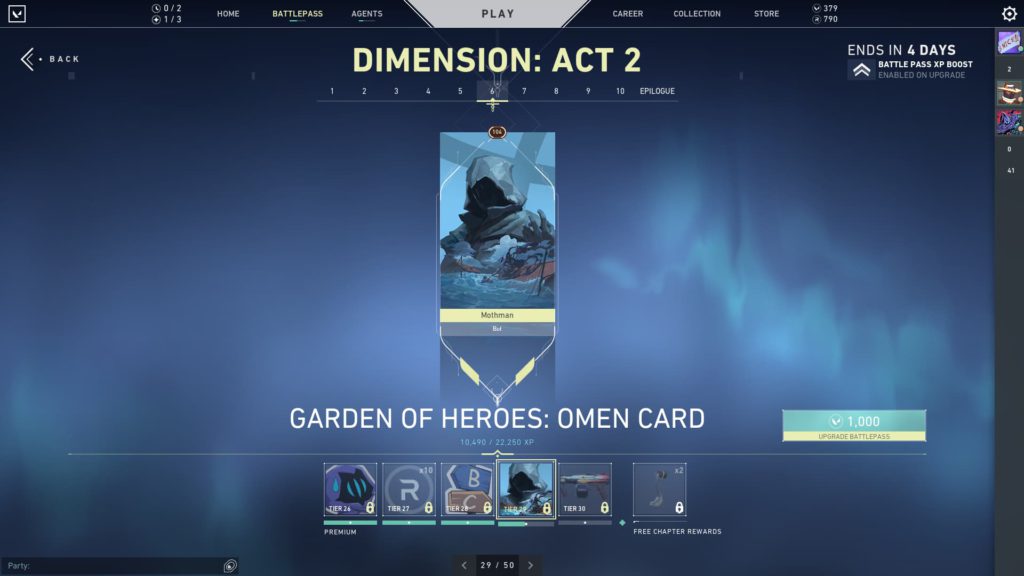 The Valorant Battlepass end date is shown in the top right corner with the amount of days left to complete it.